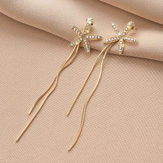 Rhinestone Star Fringe Drop Earring 1 Pair - Qr10 - Gold - One Size