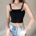 Bow Lace Trim Cropped Camisole Top