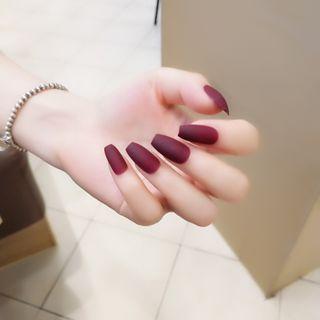 Matte Nail Art False Nail Wine Red - One Size
