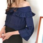 Frilled Of 3/4-sleeve Chiffon Top