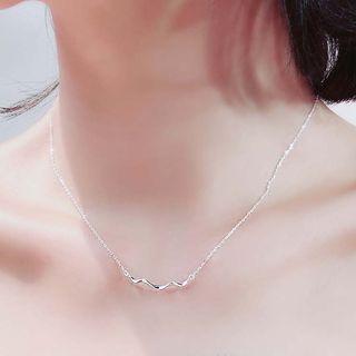 925 Sterling Silver Wavy Bar Necklace As Shown In Figure - One Size