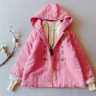 Floral Embroidered Hooded Frog-buttoned Jacket