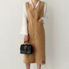 Sleeveless Slit-side Wool Blend Midi Dress
