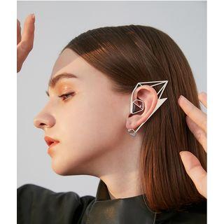 Cut-out Geometry Ear Cuff 1 Pc - Silver - One Size
