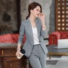 Plaid Blazer / Dress Pants / Mini Pencil Skirt / Set