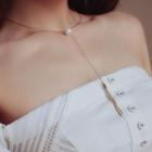 Faux Pearl Fringed Necklace