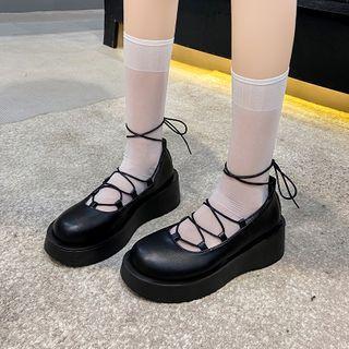 Platform Lace Up Mary Jane Shoes
