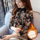 Floral Print Long-sleeve Lace Top