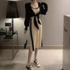 Strappy Midi Dress / Knit Light Jacket