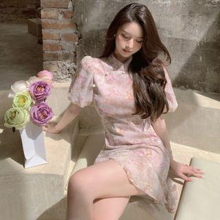 Floral Mini Qipao Dress