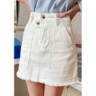 Fringed Cotton A-line Miniskirt