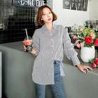 Pointy-collar Strip Blouse