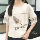 Short-sleeve Feather Embroidered T-shirt