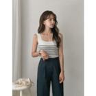 Sleeveless Square-neck Stripe Top
