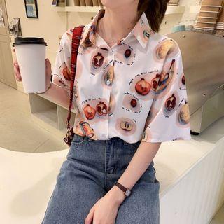 Fruit Print Short-sleeve Blouse