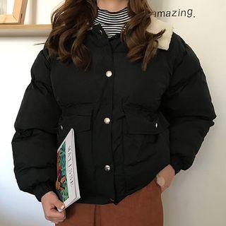 Fleece-lined Collared Padded Coat