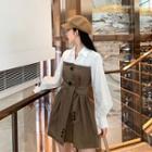 Mock-two Long-sleeve A-line Shirtdress