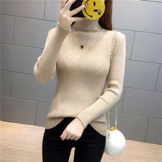 Plain Mock Neck Knit Sweater
