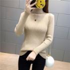 Plain Mock Neck Knit Sweater