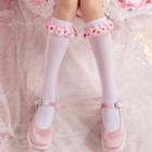 Strawberry Bow Lace Knee High Stockings