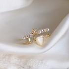 Heart Cat Eye Stone Layered Alloy Open Ring My31752 - Gold - One Size