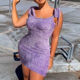 Spaghetti Strap Fleece Mini Bodycon Dress