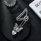 Butterfly Pendant Alloy Hair Clamp Type A - Silver - One Size