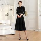 Keyhole Long Flare Dress With Faux-pearl Belt