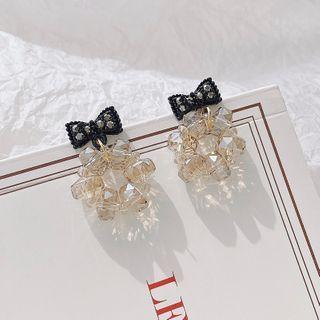 Rhinestone Drop Ear Stud 1 Pair - Earring - Bow - One Size