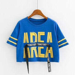 Cropped Lettering Short-sleeve T-shirt
