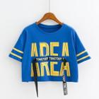 Cropped Lettering Short-sleeve T-shirt
