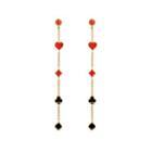 Fashion And Simple Plated Gold Enamel Playing Card Color Tassel Earrings With Cubic Zirconia Golden - One Size