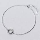 925 Sterling Silver Rhinestone Circle Anklet