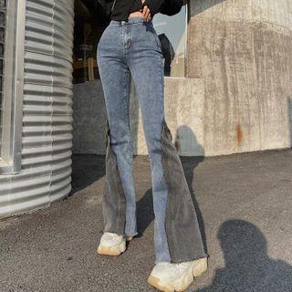 Two-tone High Waist Bootcut Jeans