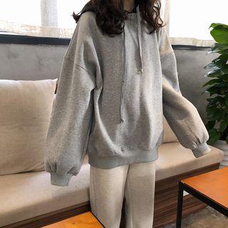 Color-block Hooded Pullover Gray, Black - One Size
