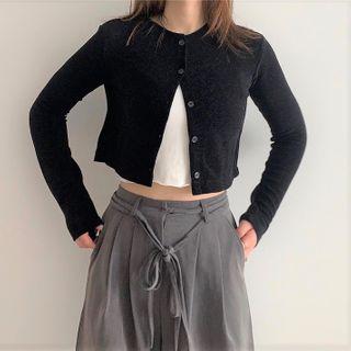 Cardigan / Plain Tank Top As Shown In Figure - One Size