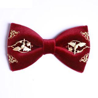 Metal Tip Velvet Bow Tie