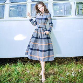 A-line Check Coat