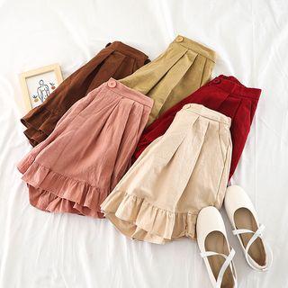 High-waist Ruffled Trim Shorts