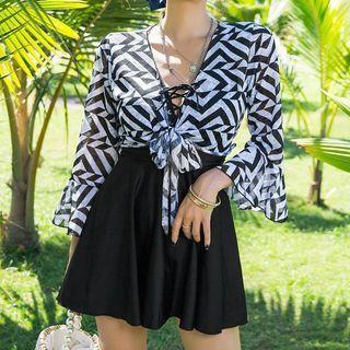 Set: Swimdress + Chevron Stripe Cover-up