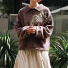 Dip-back Polo-collar Sweater Coffee - One Size