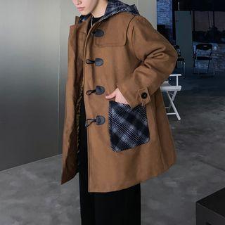 Plaid Panel Toggle Coat