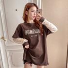 Lace Mock Two-piece Lettering Long-sleeve T-shirt