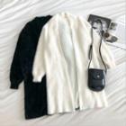 Plain Faux Fur Long-sleeve Jacket