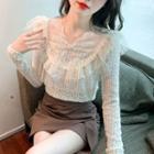 Long-sleeve Bow Accent Lace Top