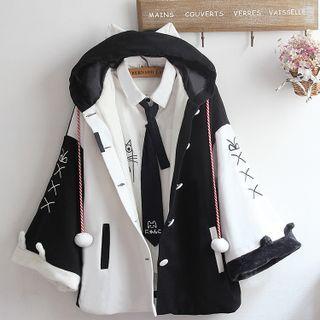 Two-tone Panel Hooded Jacket / Shirt / Set