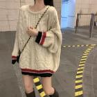 Chunky-knit Long Sweater Almond - One Size