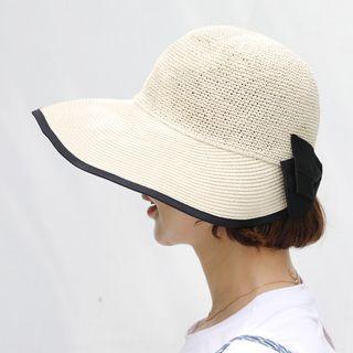 Beribboned Woven Rattan Sun Visor