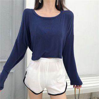 Plain Long-sleeve Crop T-shirt