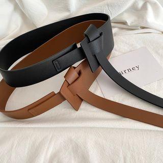Faux Leather Wide Knot Belt